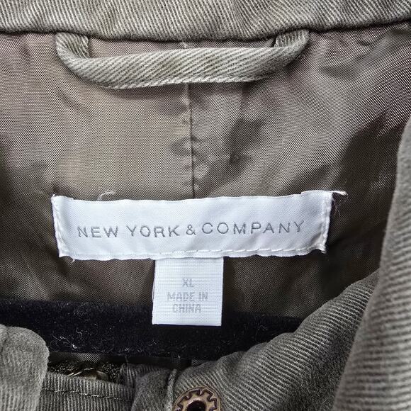 New York & Company Women's Utility Side Split Zip Up Tie Waist Jacket Green XL - Picture 5 of 11